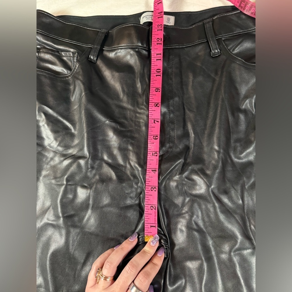Abercrombie & Fitch Ankle Skinny Ultra High Rise Faux Leather Black Pants 33 - Picture 9 of 11